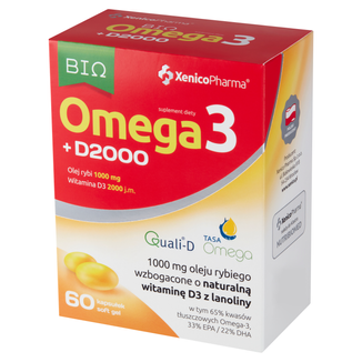 Bio Omega3 D2000, 60 kapsułek USZKODZONE OPAKOWANIE - zdjęcie produktu