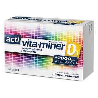 Acti Vita-miner D3, 60 tabletek USZKODZONE OPAKOWANIE - zdjęcie produktu