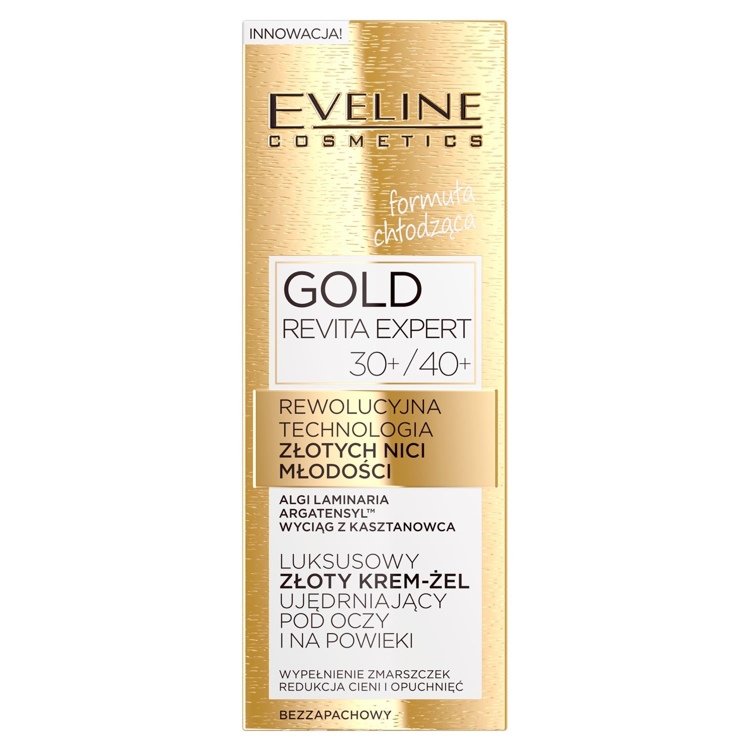 Nieznana Eveline Cosmetics Gold Revita Expert 30+/ 40+, luksusowy złoty krem-żel ujędrniający pod oczy i na powieki, 15 ml