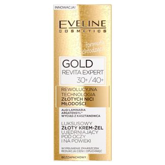 Eveline Cosmetics Gold Revita Expert 30+/ 40+, luksusowy złoty krem-żel ujędrniający pod oczy i na powieki, 15 ml - zdjęcie produktu