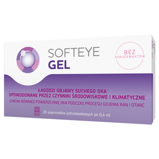 Softeye Gel, żel do oczu, 0,4 ml x 20 pojemników jednodawkowych KRÓTKA DATA - zdjęcie produktu