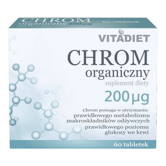 Vitadiet Chrom Organiczny 200 µg, 60 tabletek USZKODZONE OPAKOWANIE - zdjęcie produktu