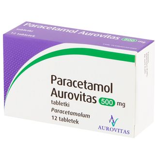 Paracetamol Aurovitas, 500 mg, 12 tabletek KRÓTKA DATA - zdjęcie produktu