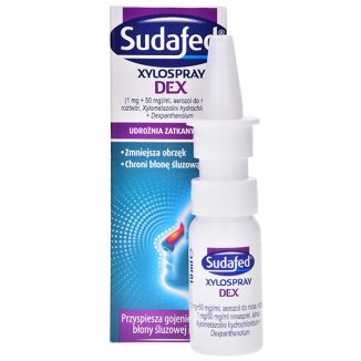 Sudafed XyloSpray DEX (1 mg + 50 mg)/ ml, aerozol do nosa dla dzieci od 6 lat i dorosłych, 10 ml - zdjęcie produktu