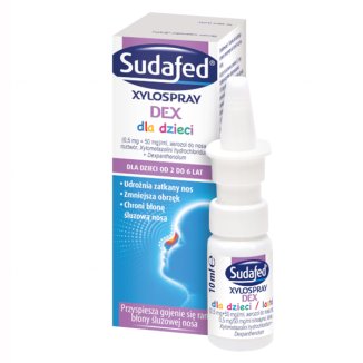 Sudafed XyloSpray DEX dla dzieci (0,5 mg + 50 mg)/ ml, aerozol do nosa, 2-6 lat, 10 ml - zdjęcie produktu