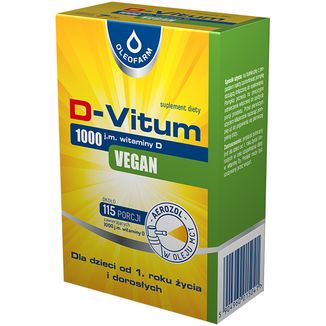 D-Vitum 1000 j.m. Vegan, witamina D dla dzieci od 1 roku i dorosłych, aerozol, 7 ml - zdjęcie produktu