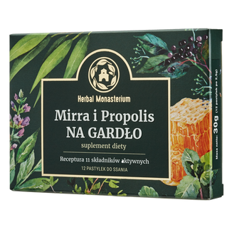Herbal Monasterium Mirra i Propolis na gardło, 12 pastylek do ssania - zdjęcie produktu