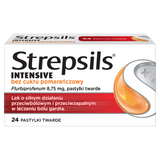 Strepsils Intensive bez cukru pomarańczowy 8,75 mg, 24 pastylki twarde USZKODZONE OPAKOWANIE Strepsils Intensive bez cukru pomarańczowy 8,75 mg, 24 pastylki twarde USZKODZONE OPAKOWANIE - miniaturka zdjęcia produktu