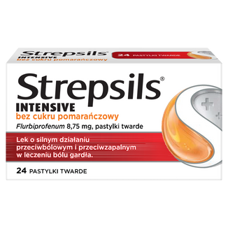 Strepsils Intensive bez cukru pomarańczowy 8,75 mg, 24 pastylki twarde USZKODZONE OPAKOWANIE - zdjęcie produktu