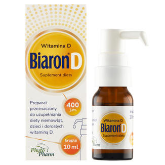 Biaron D, witamina D 400 j.m., krople, 10 ml Biaron D, witamina D 400 j.m., krople, 10 ml - zdjęcie produktu