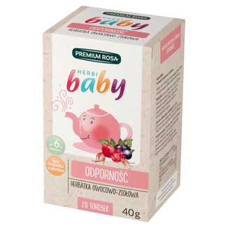 Premium Rosa Herbi Baby Odporność, herbatka dla dzieci i niemowląt od 6 miesiąca, 20 saszetek USZKODZONE OPAKOWANIE - zdjęcie produktu