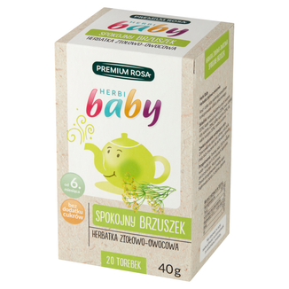 Premium Rosa Herbi Baby Spokojny Brzuszek, herbatka dla dzieci i niemowląt od 6 miesiąca, 20 saszetek USZKODZONE OPAKOWANIE - zdjęcie produktu