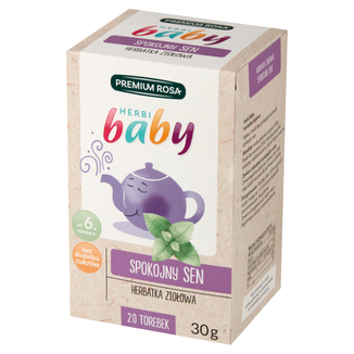 Premium Rosa Herbi Baby Spokojny Sen, herbatka dla dzieci i niemowląt od 6 miesiąca, 20 saszetek - zdjęcie produktu