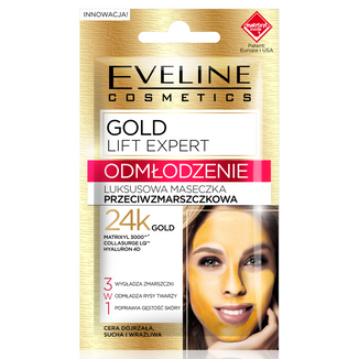 Eveline Cosmetics Gold Lift Expert Odmłodzenie, luksusowa maseczka przeciwzmarszczkowa z 24k złotem, 7 ml - zdjęcie produktu