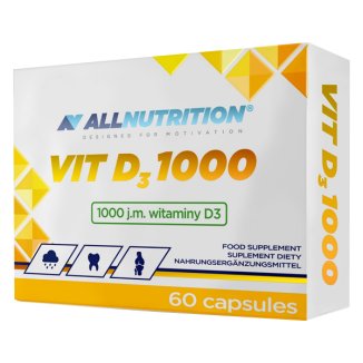 Allnutrition, witamina D3 1000 j.m, 60 kapsułek Allnutrition, witamina D3 1000 j.m, 60 kapsułek - zdjęcie produktu