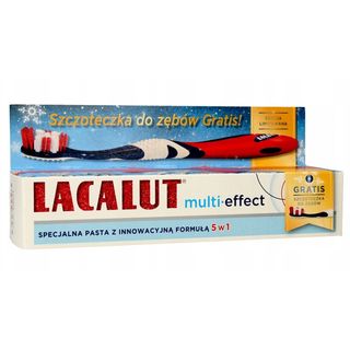 Lacalut Multi Effect, pasta do zębów, 75 ml + szczoteczka do zębów i czyszczenia języka gratis - zdjęcie produktu