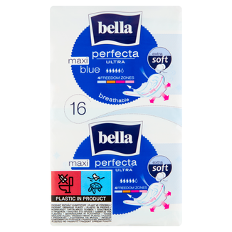 Bella Perfecta Ultra, podpaski higieniczne Extra Soft ze skrzydełkami, Maxi Blue, 16 sztuk - zdjęcie produktu