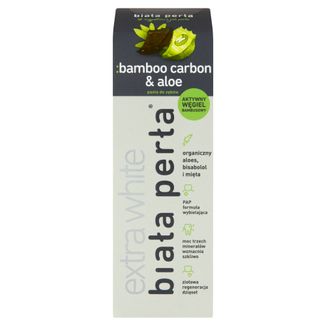 Biała Perła Extra White, wybielająca pasta do zębów, Bamboo Carbon & Aloe, 75 ml - zdjęcie produktu