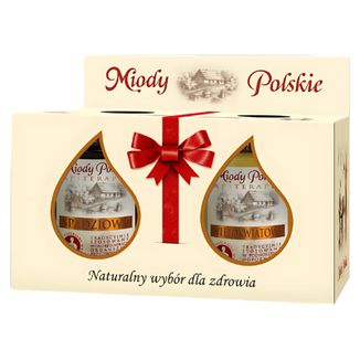 Zestaw Miody Polskie, miód wielokwiatowy, 400 g + miód spadziowy, 400 g - zdjęcie produktu