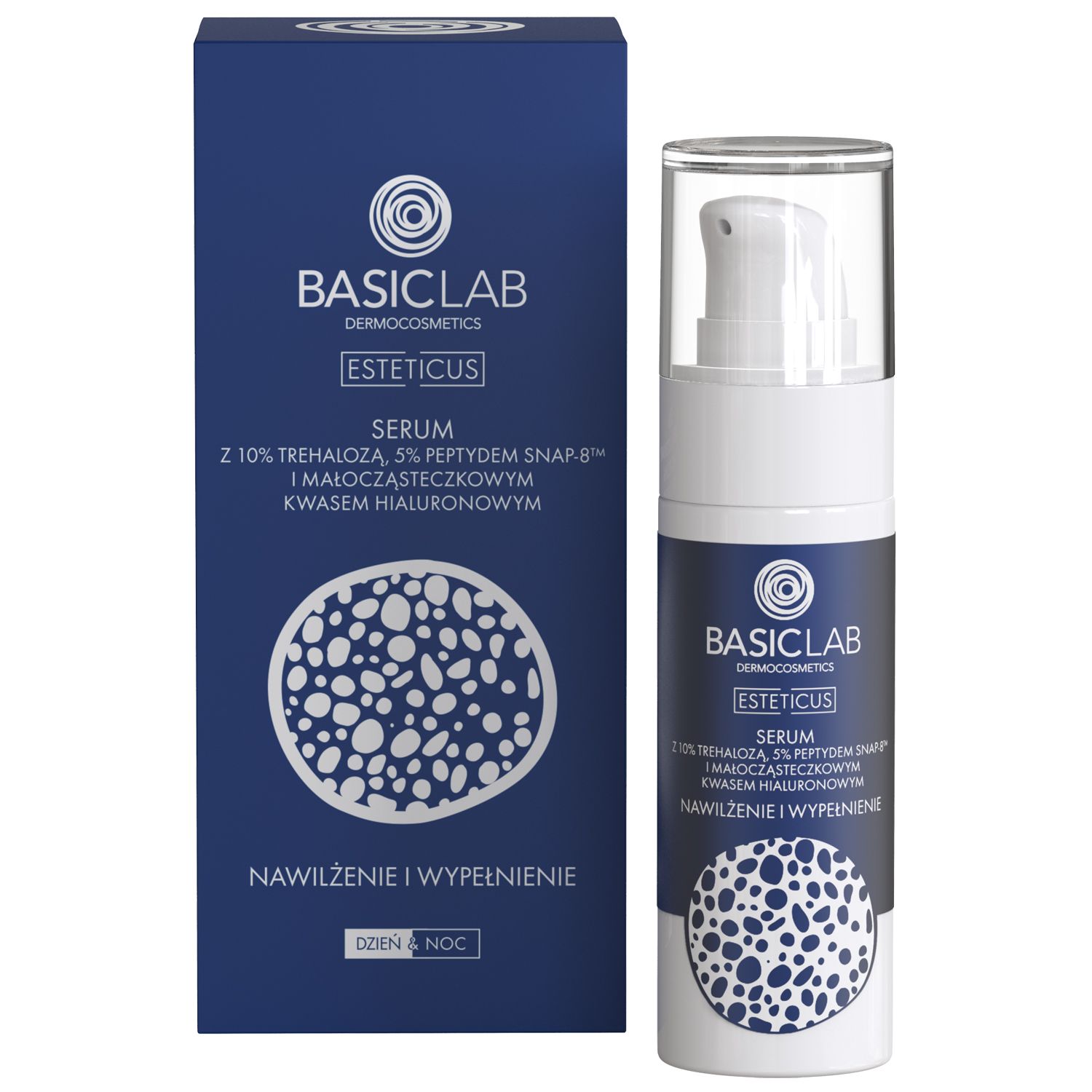 Basiclab BasicLab Esteticus, serum z trehalozą 10%, peptydem 5% i kwasem hialuronowym, nawilżenie i wypełnienie, 30 ml
