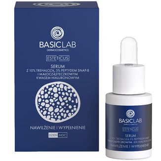 BasicLab Esteticus, serum z trehalozą 10%, peptydem 5% i kwasem hialuronowym, nawilżenie i wypełnienie, 15 ml - zdjęcie produktu