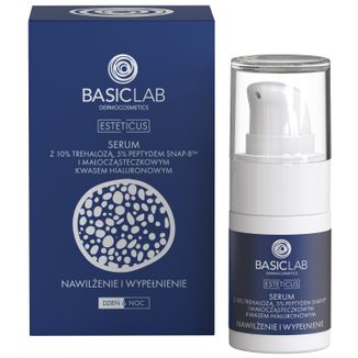 BasicLab Esteticus, serum z trehalozą 10%, peptydem 5% i kwasem hialuronowym, nawilżenie i wypełnienie, 15 ml - zdjęcie produktu