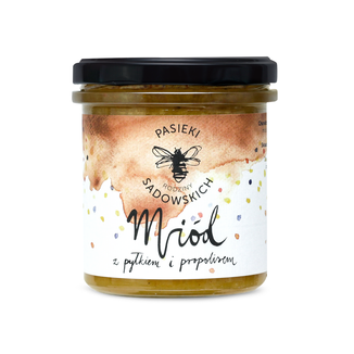 Pasieki Rodziny Sadowskich, miód z pyłkiem i propolisem, 430 g - zdjęcie produktu
