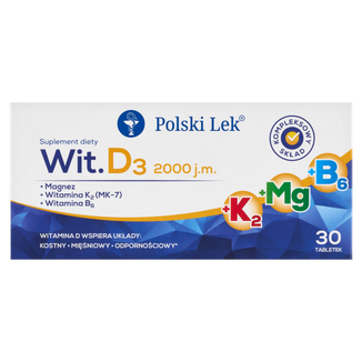 Sundovit D3 + Mg + K2 + B6, 30 tabletek KRÓTKA DATA - zdjęcie produktu