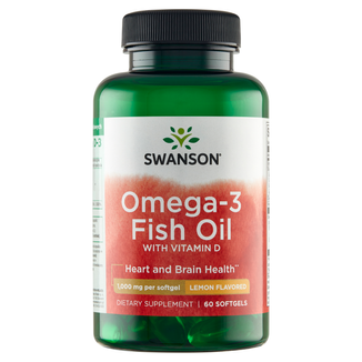 Swanson Omega-3 Fish Oil & witamin D, smak cytrynowy, 60 kapsułek żelowych - zdjęcie produktu