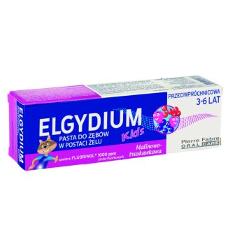 Elgydium Kids, przeciwpróchnicowa pasta do zębów dla dzieci 3-6 lat, malinowo-truskawkowa, 50 ml - zdjęcie produktu