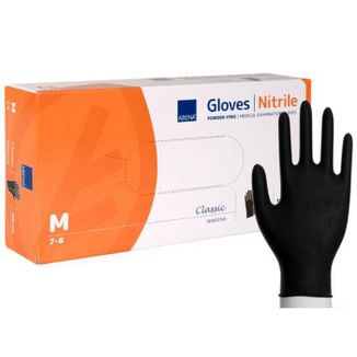 Abena, rękawice nitrylowe, niejałowe, bezpudrowe, czarne, rozmiar M, 100 sztuk - zdjęcie produktu