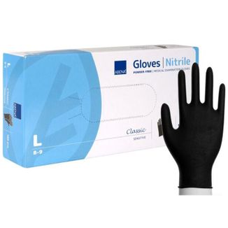 Abena, rękawice nitrylowe, niejałowe, bezpudrowe, czarne, rozmiar L, 100 sztuk - zdjęcie produktu