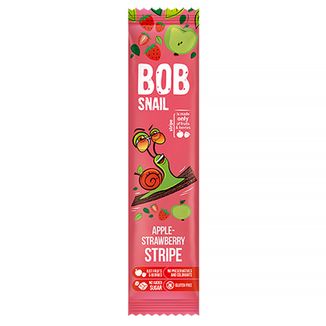 Bob Snail Stripe Przekąska owocowa, jabłko, truskawka, 14 g - zdjęcie produktu