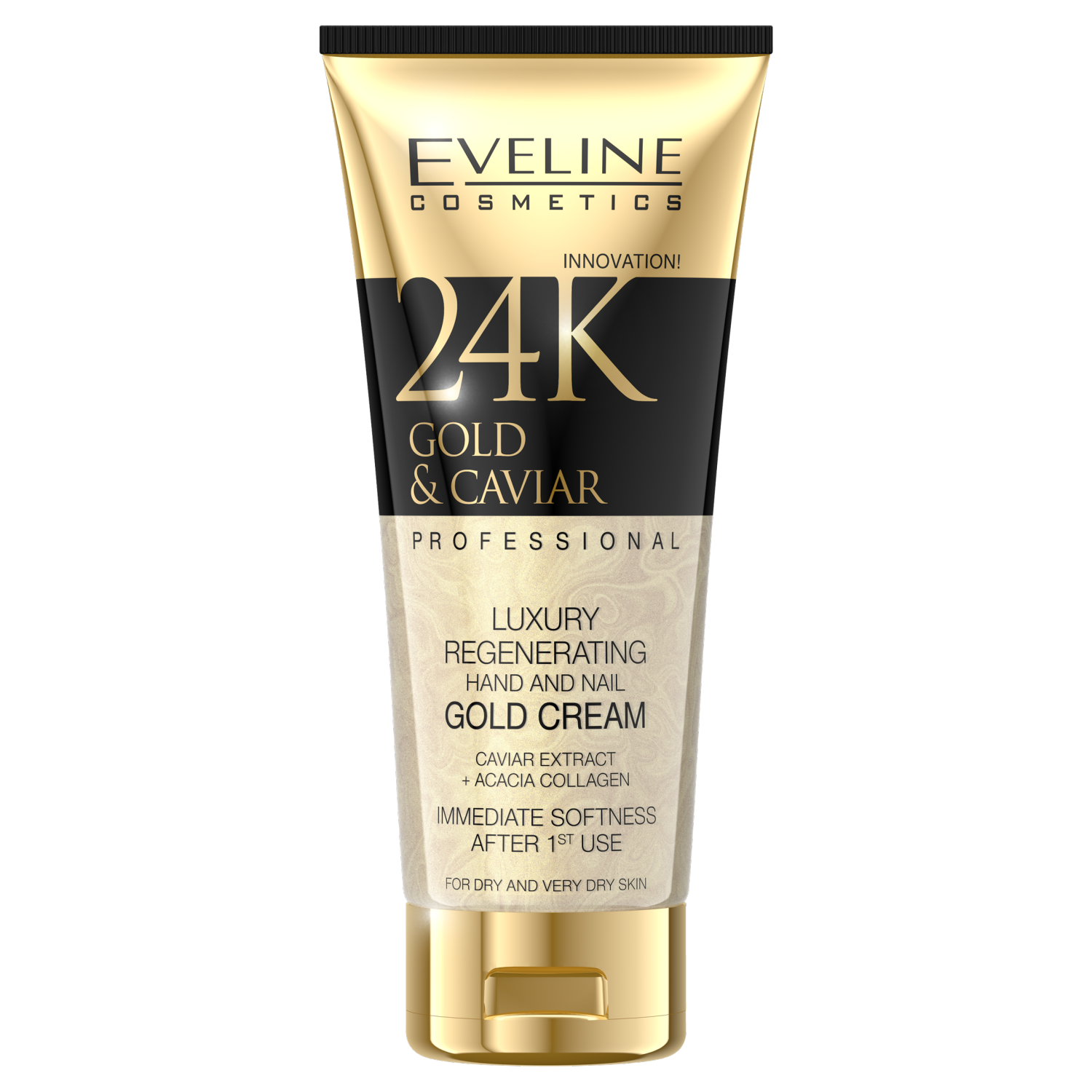 Nieznana Eveline Cosmetics 24k Gold Caviar, regenerujący krem do rąk dla skóry suchej i bardzo suchej, 100 ml