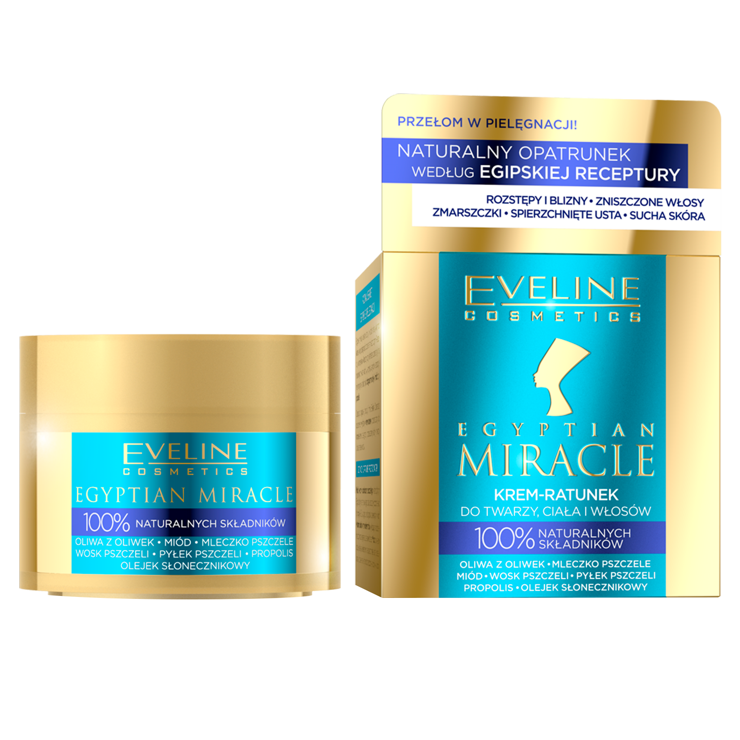 Nieznana Eveline Cosmetics Egyptian Miracle, nawilżająco-regenerujący krem-ratunek do twarzy, ciała i włosów, 40 ml