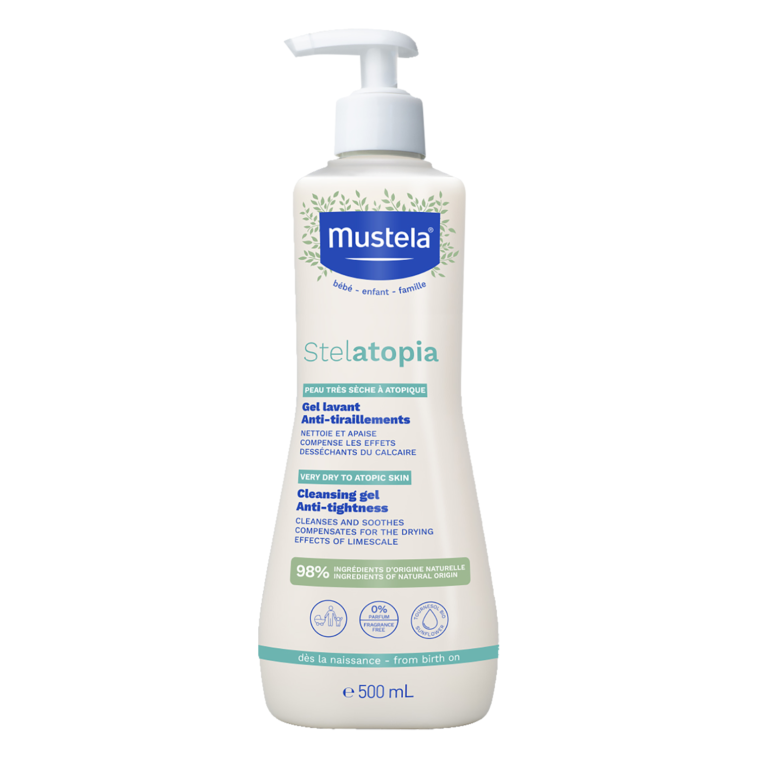 Mustela Mustela Stelatopia, żel do mycia ciała od urodzenia, 500 ml