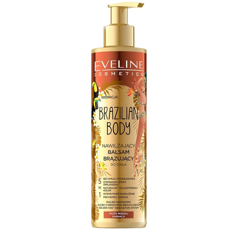 Nieznana Eveline Cosmetics Brazilian Body, nawilżający balsam brązujący do ciała 5w1, każdy rodzaj karnacji, 200 ml