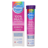 Plusssz 100% Multiwitamina Kobieta Complex, smak malinowo-pomarańczowy, 20 tabletek musujących USZKODZONE OPAKOWANIE - miniaturka zdjęcia produktu