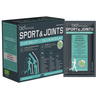 Biofarmacja Sport & Joints, elektrolity + sole mineralne z glukozaminą, proszek do sporządzenia roztworu doustnego, 15,5 g x 14 saszetek - zdjęcie produktu