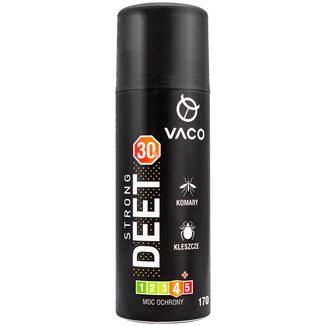 Vaco Strong, spray na komary, kleszcze i meszki, DEET 30%, 170 ml Vaco Strong, spray na komary, kleszcze i meszki, DEET 30%, 170 ml - zdjęcie produktu