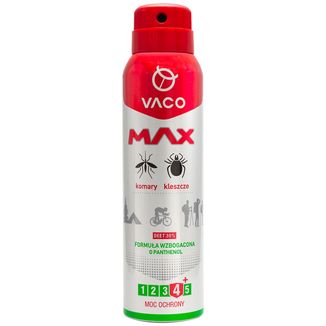 Vaco Max, spray na komary i kleszcze, z panthenolem, DEET 30%, 100 ml Vaco Max, spray na komary i kleszcze, z panthenolem, DEET 30%, 100 ml - zdjęcie produktu