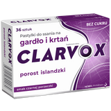 Clarvox Porost Islandzki, smak czarnej porzeczki, 36 pastylek do ssania - miniaturka zdjęcia produktu