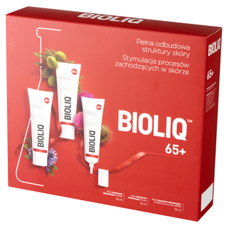 Zestaw Bioliq 65+, krem odbudowujący na dzień, 50 ml + krem odbudowujący na noc, 50 ml + krem do skóry oczu, ust, szyi i dekoltu, 30 ml USZKODZONE OPAKOWANIE - zdjęcie produktu