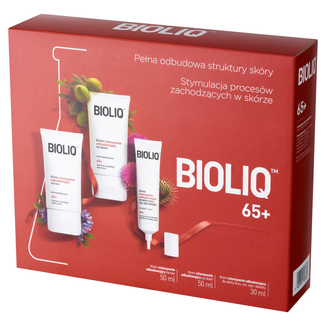 Zestaw Bioliq 65+, krem odbudowujący na dzień, 50 ml + krem odbudowujący na noc, 50 ml + krem do skóry oczu, ust, szyi i dekoltu, 30 ml - zdjęcie produktu