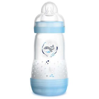 MAM Anti Colic, butelka antykolkowa, samosterylizująca, ze smoczkiem o średnim przepływie, Boy, od 2 miesiąca, 260 ml - zdjęcie produktu