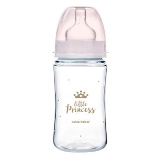 Canpol Easy Start, butelka antykolkowa, szeroka, Royal Baby, różowa, 240 ml - zdjęcie produktu