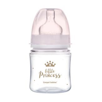 Canpol Babies EasyStart, butelka antykolkowa, szerokootworowa, Royal Baby, różowa, od urodzenia, 120 ml - zdjęcie produktu