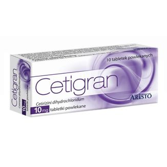 Cetigran 10 mg, 10 tabletek powlekanych - zdjęcie produktu