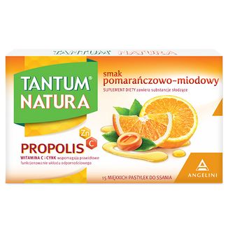 Tantum Natura, smak pomarańczowo-miodowy, 15 pastylek do ssania - zdjęcie produktu