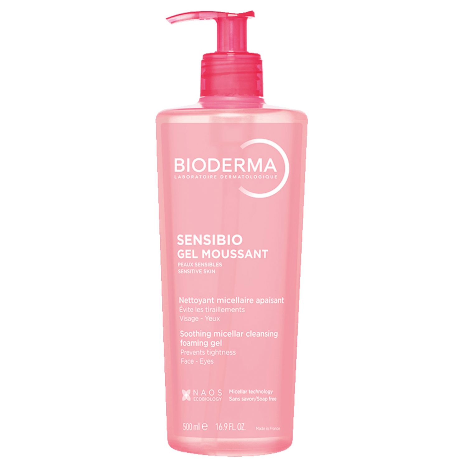 Bioderma Bioderma Sensibio Gel Moussant, łagodzący żel micelarny do mycia twarzy, skóra wrażliwa i nadwrażliwa, 500 ml — Składniki i ocena